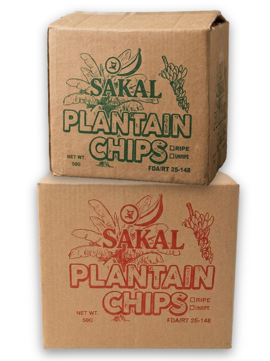 Red and green Sakal cartons stacked